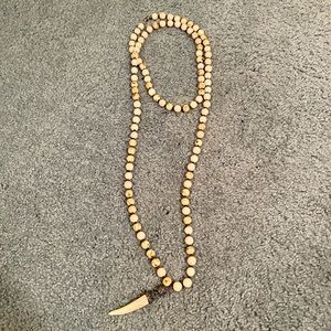 Double Wrap Necklace with Bone Pendant